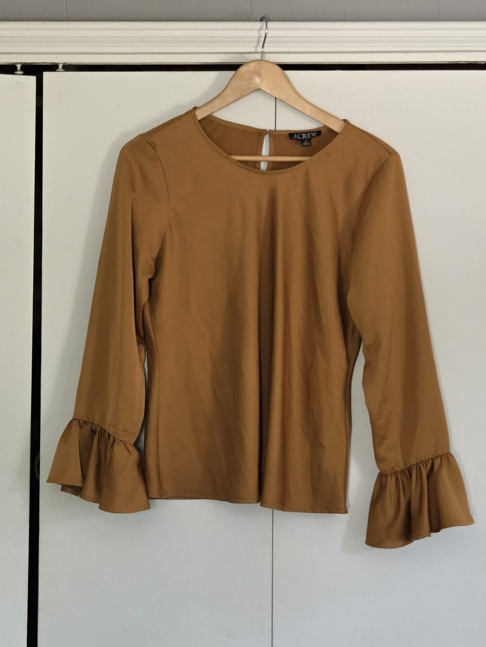 J. Crew Women's Ruffle Cuff Blouse in Gold